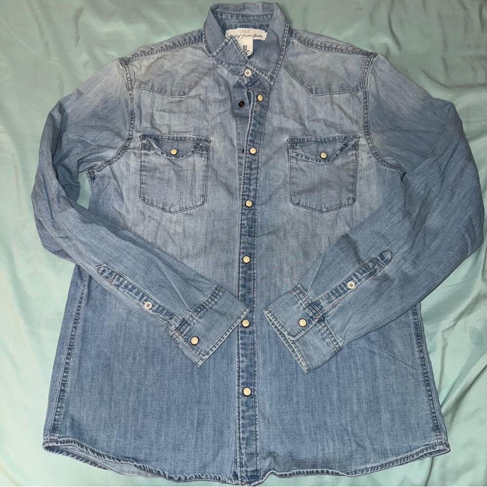 H&M Men’s Denim Button-Up Shirt USED